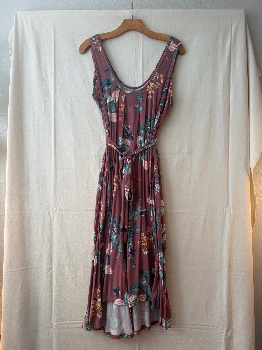 Latched Mama Maternity & Postpartum Mauve Floral Sleeveless Jumpsuit